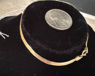 #13J- $165 - 14kt yellow flat chain bracelet Italy - 9" - 2.85gr