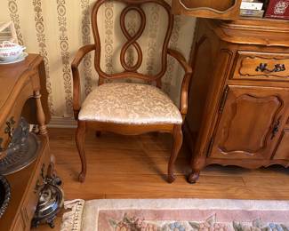 #31 - $450 -French Provincial 4- chairs & 2 arms with cream 
