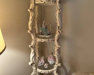 #9 - $220 - Rococo white Victorian shelf  72tx23 round
