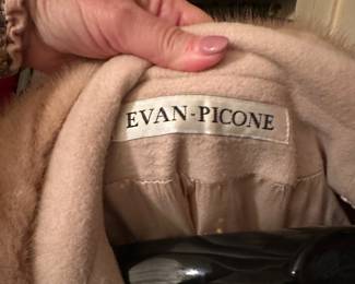 #95 - $100 - Evan Pinone size 12 wool / cashmere coat with mink cuff and mink collar - SIZE 