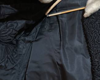 #94 - $150 - Curl lamb black jacket with grey mink collar excellent condition - SIZE 