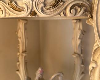 #9 - $220 - Rococo white Victorian shelf  72tx23 round