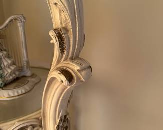 #9 - $220 - Rococo white Victorian shelf  72tx23 round