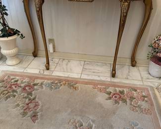 #2 - $220 - Victorian console with gold painted base with a marble top 34hx48wx12d