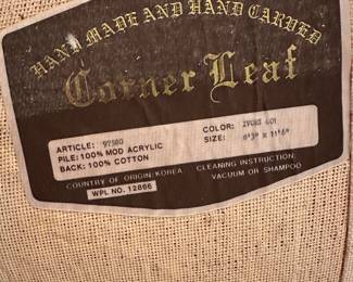 #14 - $220 - Chinese leaf Carved area carpet creams pinks and greens 8'3x11'6