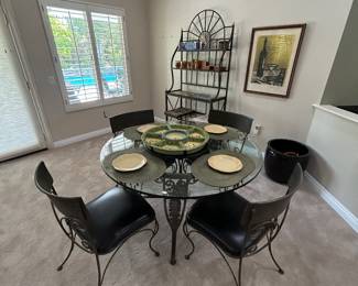 Iron Dining Table and Bakers Rack in Excellent Condition