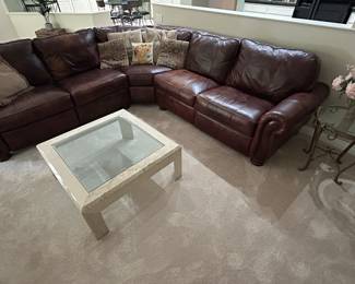 Brown Leather Sectional Sofa (Excellent Condition)