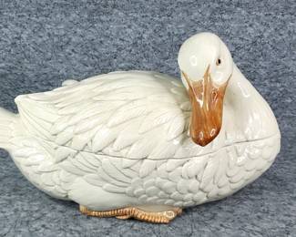 Fitz Floyd Goose Ceramic Soup Tureen with Ladle