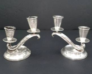 Pair of Fisher Weighted Sterling Silver Candelabras