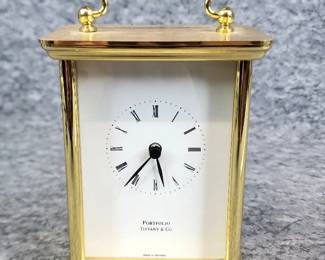 Tiffany Co. Portfolio Brass Desk Clock