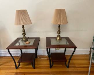Brass lamps 2 for $30 and side tables 2 for $50