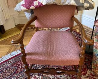 Hand done quilt $20. one of 2 1940's chairs $20 ea