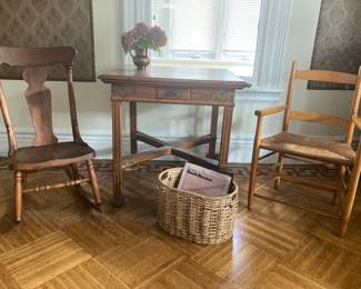 Antique sturdy rocker $50 Antique card Table $100 Older Ruch chair$35