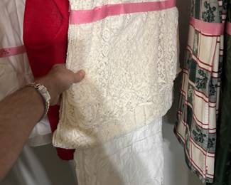 Table linens measured and hung