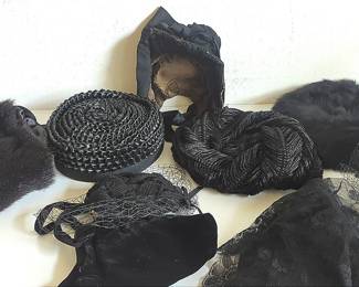 Vintage Black Hats, Muff, Purse And More