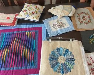 Vintage Quilted Panels, Pillows And More