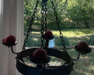 Vintage Hanging Metal Candelabra w Extra Candles