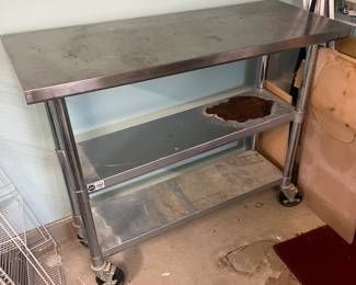 restaurant quality bar cart storage rolling cart- rust stain- great quality piece Stainless steel- $185.00