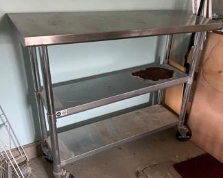 restaurant quality bar cart storage rolling cart- rust stain- great quality piece Stainless steel- $185.00