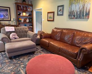 oversized armchair and ottoman      leather sofa 