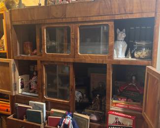 Early Mid Century Glass-Front Display Cabinet with Drawers