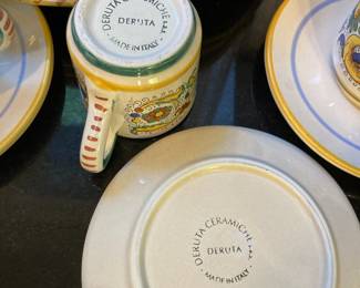 Deruta Pottery - Set of 4 Dinner Plates, 4 Mugs, 4 Saucers – Made in Italy