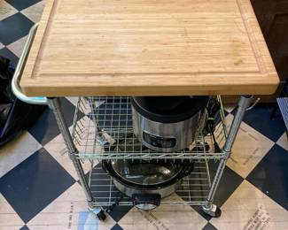Wood Top Kitchen Cart