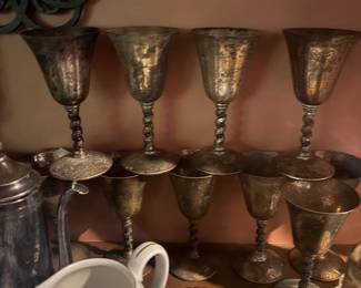 Set of 10 E.P.B Silver Wine Goblets – Made In Spain