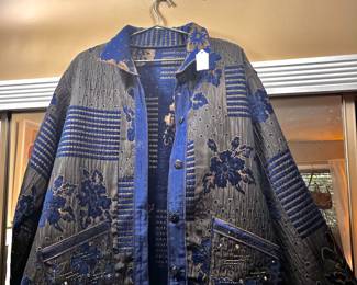 Blue Floral and Patchwork Design Reversible Jacket