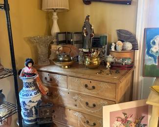 Rustic Hepplewhite-Style Dresser with Painted Floral Garlands
