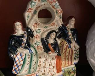 19th Century Staffordshire Pottery Figural Pocket Watch Holder