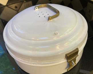 White Enamel Ware Cake Carrier