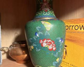 Green Floral Cloisonné Vase 