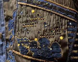 Blue Floral and Patchwork Design Reversible Jacket