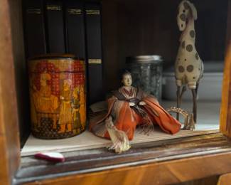 Stuffed Giraffe Figurine, Japanese Geisha Doll