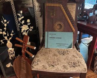 Traditional Chinese (Yueqin) Moon Lute, Mandolin Guitar Harp