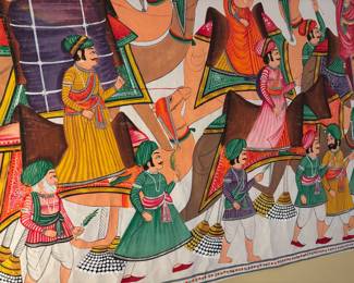 Maharaja Procession Hand Painted Fabric Mural