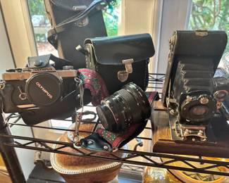 Olympus SLR Camera, Ansco Folding Camera