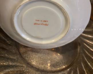 Hand Painted Black & Floral Design Tea Cup & Saucer