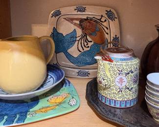 Chinoiserie Famille Rose  Yellow Teapot & Teacups
