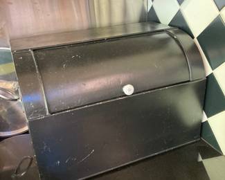 Antique Black Metal Bread Box