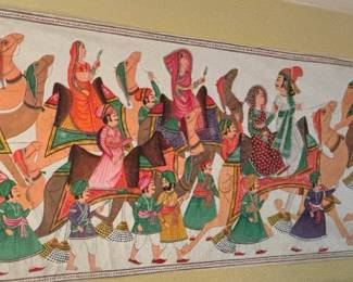 Maharaja Procession Hand Painted Fabric Mural