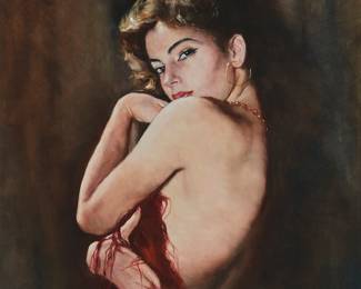 1101
Pál Fried
(1893-1976)
"Camilla"
Oil on canvas
Signed upper left: Fried Pál; titled by repute
31" H x 24" W
Estimate: $1,000 - $1,500