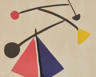 1272
After Alexander Calder
(1898-1976)
"Mobiles de Calder, Galerie Maeght," exhibition poster, 1954
Lithograph in colors on paper
Unsigned
Sight: 27.5" H x 19" W
Estimate: $100 - $200