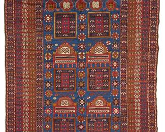 1412
A Caucasian rug
Mid-20th century
Wool on wool foundation
8' 10" L x 5' 9" W
Estimate: $500 - $700