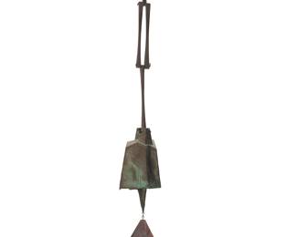 1476
Paolo Soleri (1919-2013)
A Cosanti wind bell, mid/late 20th century; Paradise Valley, AZ
With cast Paolo Soleri cipher
The cast bronze bell with clapper and sheet copper fin
Overall: 56.5" H; Bell: 13.5" H x 7" Dia.; Fin: 11.25" H x 7" W
Estimate: $500 - $700