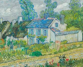 1149
Paul Saltarelli
(1955-2019)
"House at Auvers (1890)," after Vincent Van Gogh, 1998
Miniature oil on board
With the artist's signature, title, dates of the miniature and the original work, and inscribed in ink, all on the frame's backing paper: Paul Saltarelli / 1890 / -1998- / "After Vincent Van Gogh"
2.25" H x 2.75" W
Estimate: $200 - $300