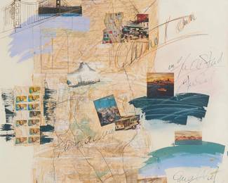 1331
Attributed to Annabel Hewitt
(b. 1946)
"San Francisco"
Mixed media and collage on paper
Appears unsigned, titled in the composition
Sight: 35" H x 29" W
Estimate: $100 - $200