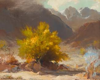 1077
Walter Frederick Seely
(1886-1959)
Mountainous desert landscape
Oil on canvasboard
Signed lower left: W. Frederick Seely
20" H x 24" W
Estimate: $300 - $500
