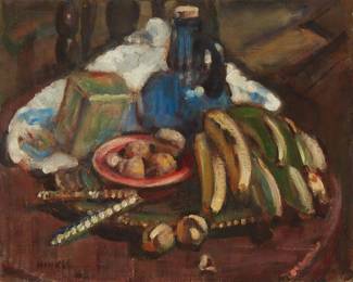 1173
Clarence Hinkle
(1880-1960)
"Still Life"
Oil on canvas
Signed lower left: Hinkle; titled on a label affixed to the stretcher
18" H x 22" W
Estimate: $300 - $500
